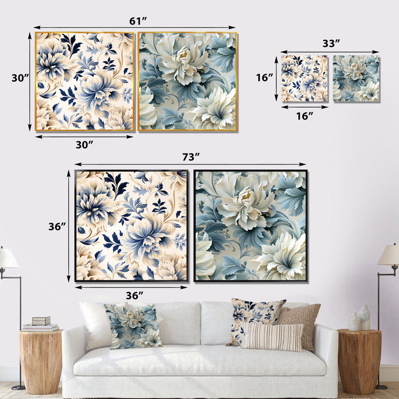 «Lyam - Abstract Botanicals», ensemble de 2 reproductions d'art sur toile, H 36 po x l 73 po x P 1,5 po, Toile tendue