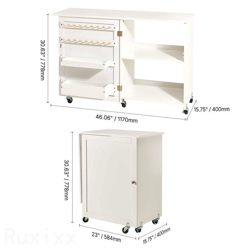 Table de couture pliante avec roues verrouillables