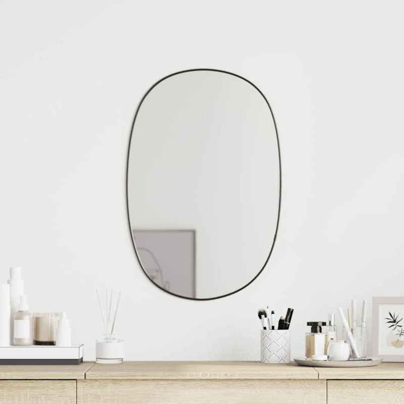 Oval Mirror, 50 cm H x 35 cm W, Black