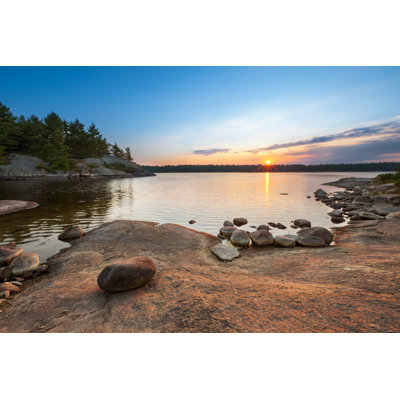 Sunset Lake Landscape by Benedek - Wrapped Canvas Print