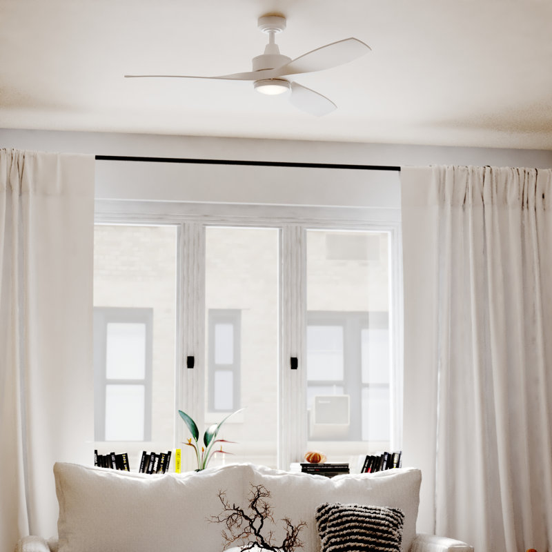 Ballog 52 in. Matte Black and Brushed Silver Indoor Outdoor Rod Mount Industrial Ceiling Fan with Wooden Walnut Blades, Dimmable Integrated LED Light Kit and Remote Control Included, 3 Speeds