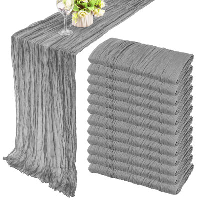12 Pack 10ft Cheesecloth Table Runner 35x120 Inch Boho Gauze Table Runner Rustic Cheese Cloth Long Romantic Table Runners For Wedding Bridal Shower Birthday Party Table Decor