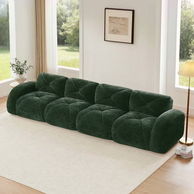 140''Soft Velvet Fabric,Boneless Sofa With Tufted,32D High Density Sponge,Ergonomic Design Bottom,No Assembly Required,Bottom Anti-Slip Design,For Living Rooms,Home Theater