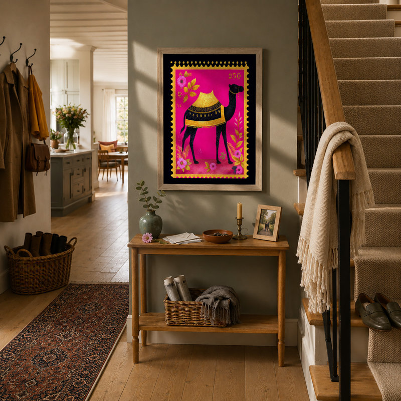 Camel In Gold Retro - Print, A3 - 42.0 x 29.7 cm, Oak