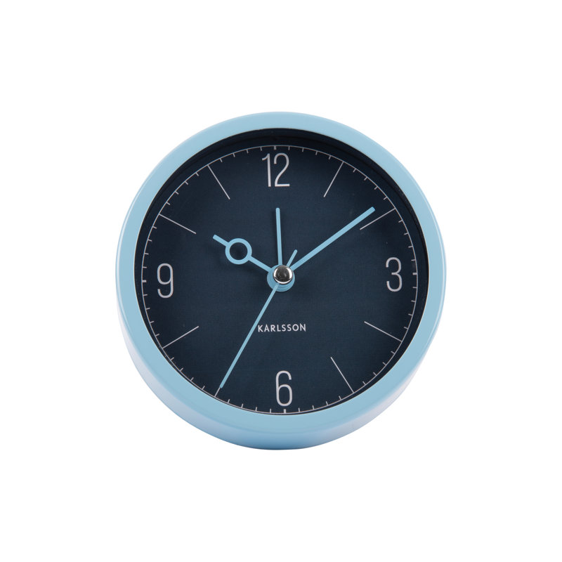 Aluminum Mechanical Alarm Tabletop Clock, Blue