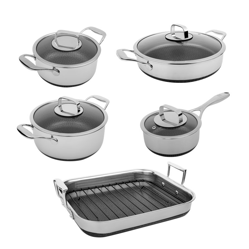 Livwell DiamondClad 10-Piece Cookware Set with Stock Pots, Saucepan, Saute and Roasting Pan - PFOA Free