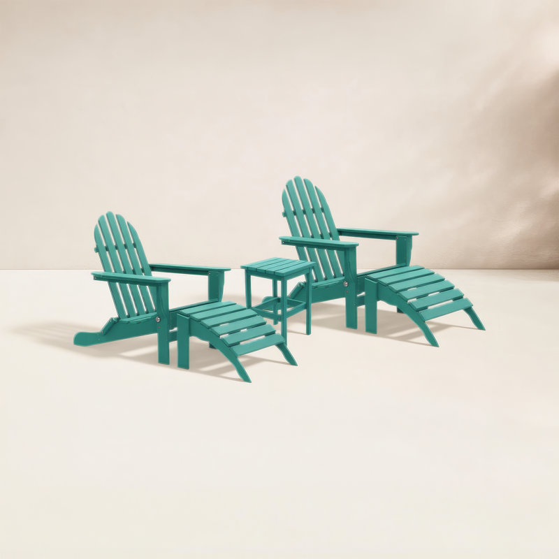 Leighton Foldable Outdoor Adirondack Set, Aruba