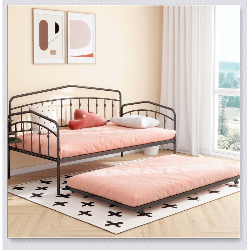 Lit de jour simple avec lit gigogne Fox, Noir