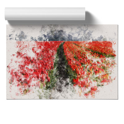 Field of Tulips Watercolour - Frameless Print