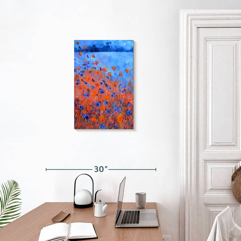 Coquelicots orange et bleus Avery, H 24 po x l 16 po