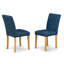 Ensemble de table de salle à manger 7 pièces composé d'une table de salle à manger ovale avec feuille papillon et 6 chaises rembourrées en similicuir bleu Oasis, finition chêne-1910481131-1910481130