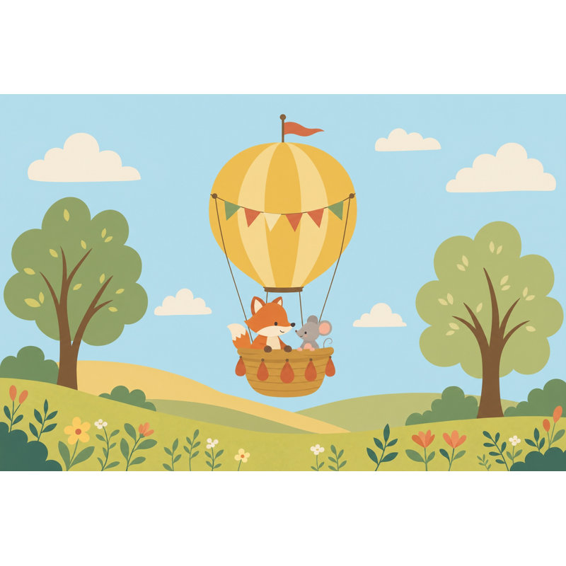 Papier peint ballon à air chaud, 160 po x 108 po, Peler et coller