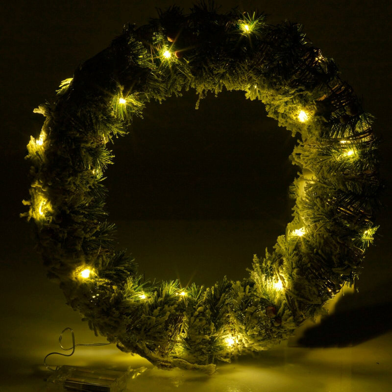 Faux Lighted 40cm Wreath