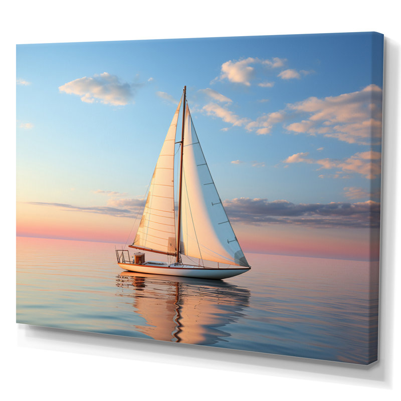 Voilier solitaire, impression d'art mural, H 30 po x l 40 po x P 1,5 po, Toile tendue