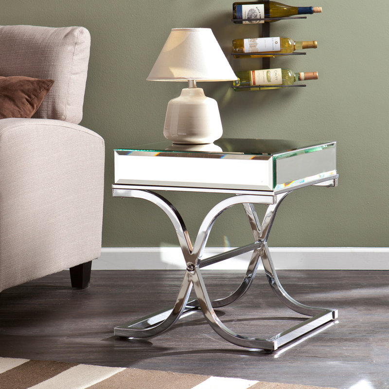 Ava Mirrored End Table - Chrome