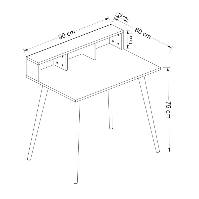 Study Desk, 60" H x 90" W x 75" D, White