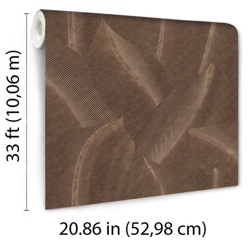 Allure Leaf Brown Wallpaper