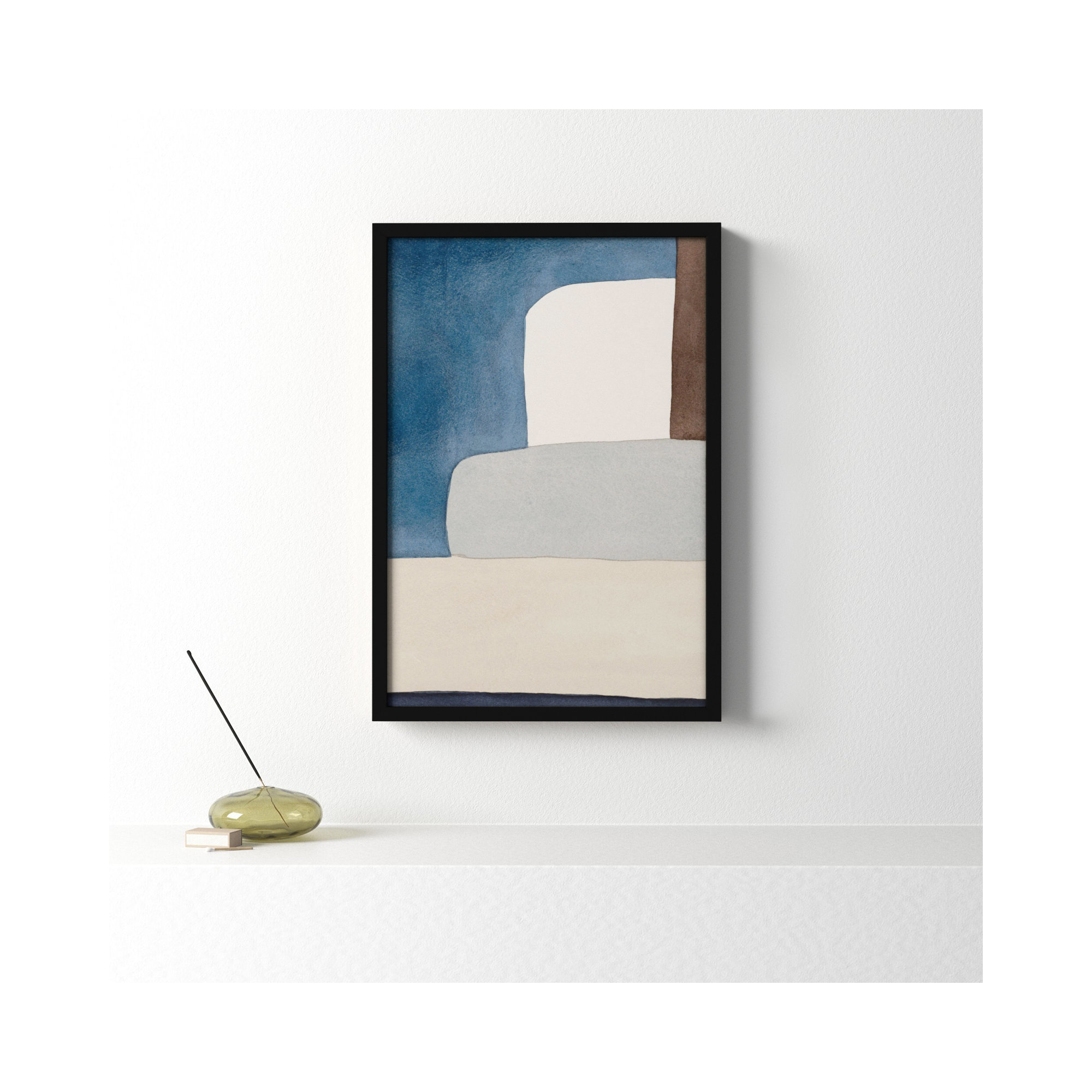 Distant Blue by Julia Balfour, 17.50" W x 25" H, Black