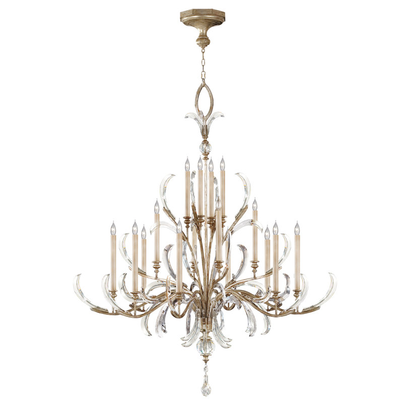 Beveled Arcs 16 - Light Chandelier, Silver Leaf