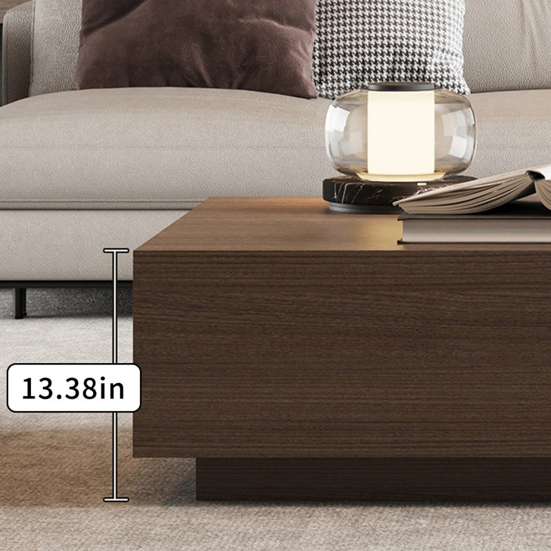 Table basse avec plateau et petit rangement, 13.38" H x 51.18" L x 27.55" W, Light Gray/Nut Brown, Brun noyer