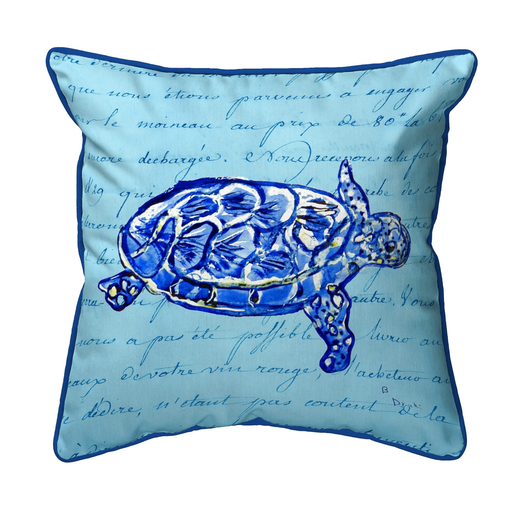 Betsy Drake Interiors Sea Turtle Sea Turtle Script Outdoor Rectangular ...