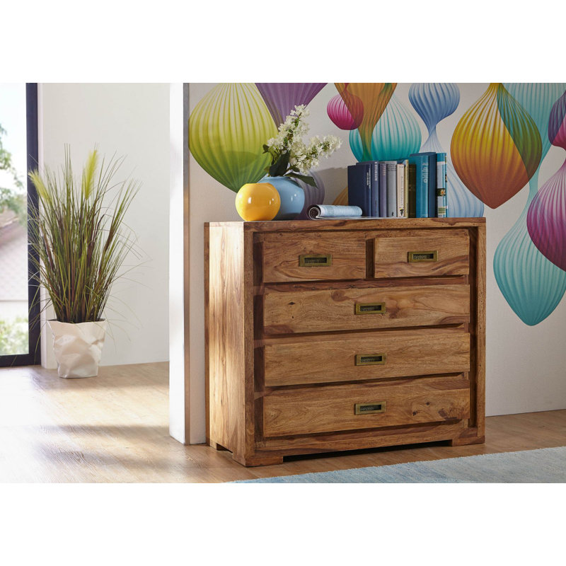 5 Drawer 95cm W Solid Wood Chest