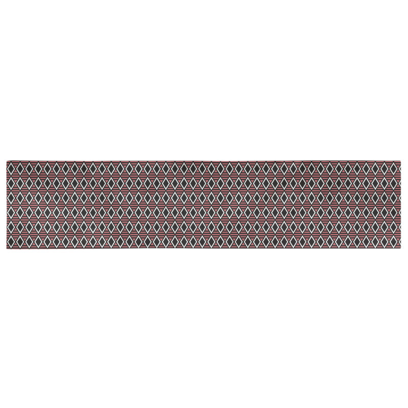 Chemin de table à carreaux géométriques Avicia, 73,5 po x 17,5 po, Noir / Rouge, Coton