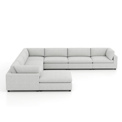 8-Piece Minimalist Modern Soft-Upholstered Sectional With Ottoman