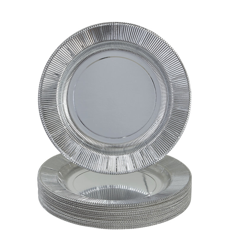 Assiette à dîner jetable en papier Basic, Argent