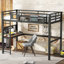 Lit mezzanine avec bureau, panier de rangement, structure en métal et port de charge-125179137