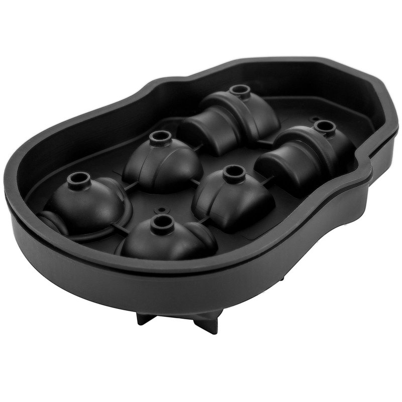 Plateau de glaçons Skull, machine à boules de glace à 6 grilles, plateau en silicone noir flexible avec couvercle et entonnoir, cubes de glace en 3 motifs distincts pour les boissons et les chocolat lors de fêtes et de fêtes