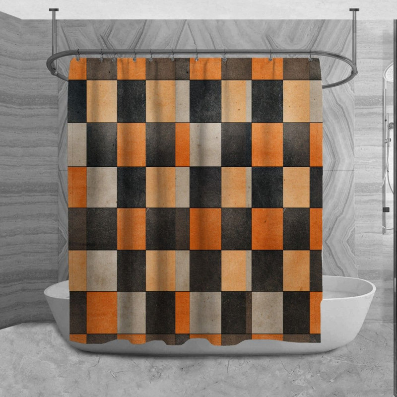 Rideau de douche à carreaux Ogata, H 73 po x l 70 po