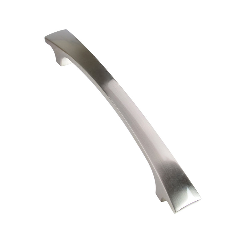 South Main Hardware Modern Curved Bar Cabinet Pull, 6.38" Length (5" Hole Centre), Satin Nickel