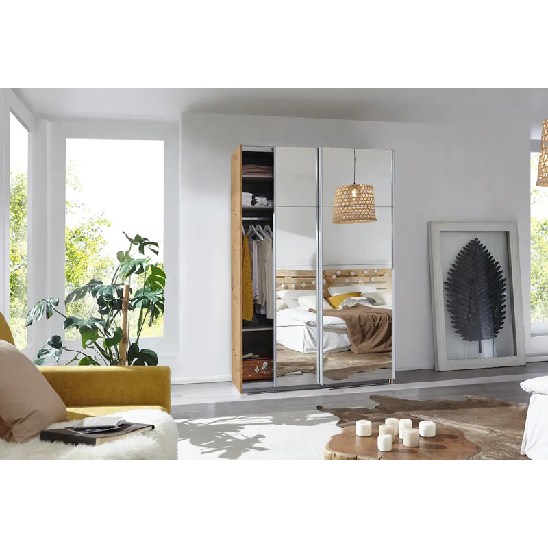 Caracas 3 Door Sliding Wardrobe, 210cm H x 135cm W x 62cm D, Oak Artisan, Basic