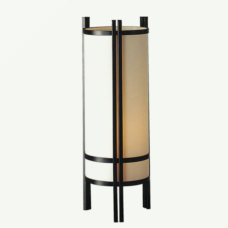 Lampe de table haute 24 po en acier, abat-jour en lin, style japonais
