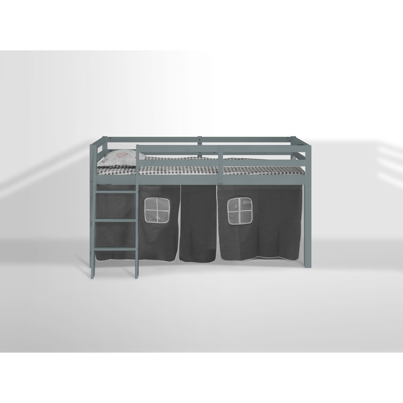 Single Mid Sleeper Bunk Bed and Mattress with Shelves, Grey