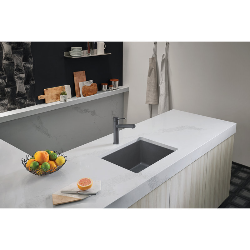 Precis SILGRANIT 24" L x 17.75" W Undermount Kitchen Sink, Cinder