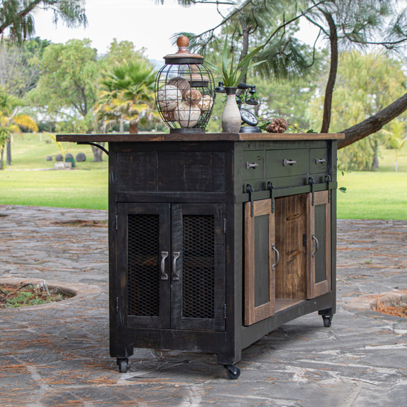 Dodge Solid Wood Kitchen Island, Black