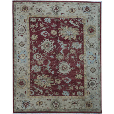 Tapis rouge et beige de haute qualité noué à la main Ziegler