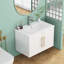 Ensemble de meuble-lavabo mural blanc brillant 30 po avec lavabo-863309346