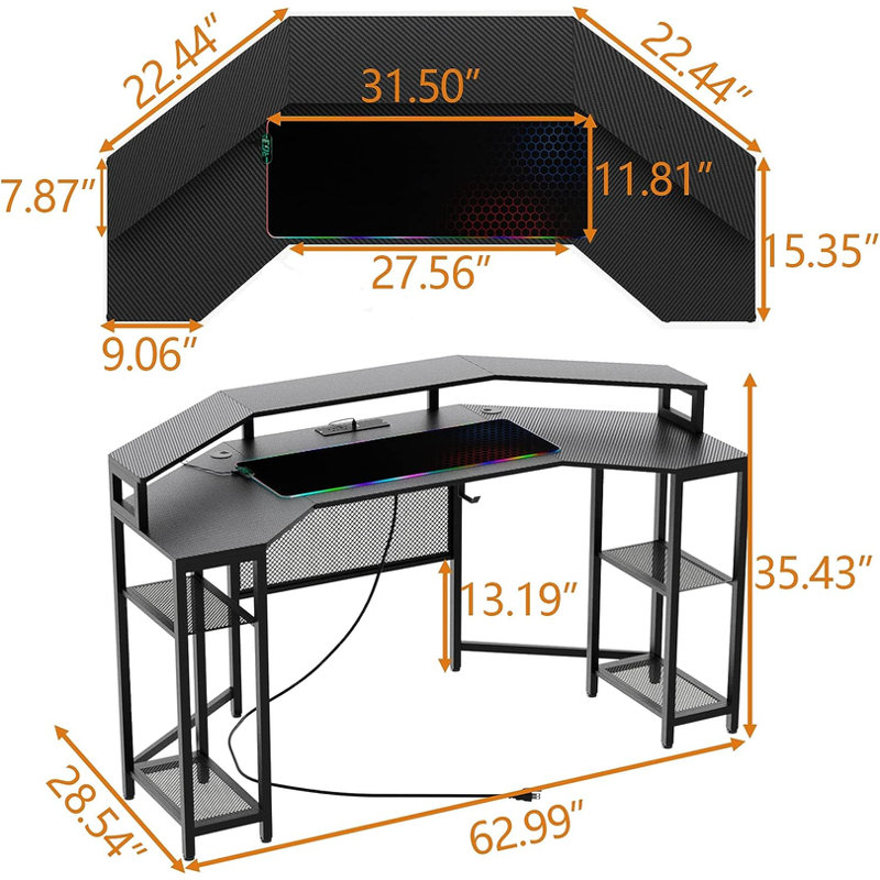 Levania L-Shaped Steel Computer Desk