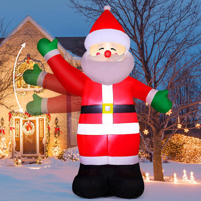 8.8 FT Animated Christmas Inflatable Santa Waving Hand with Built-in LED Lights