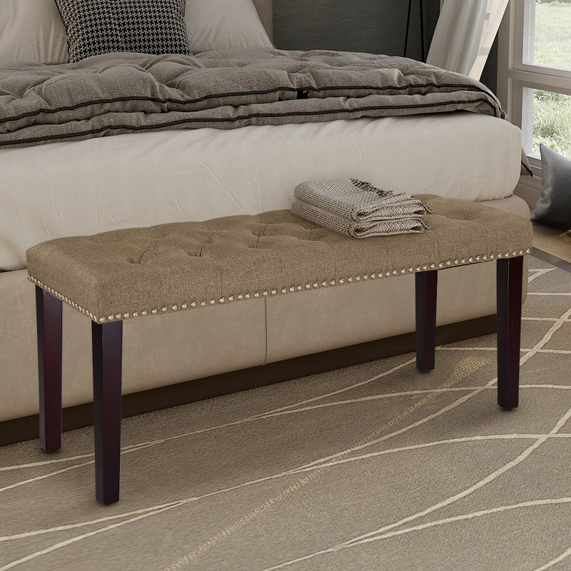 Iolanthe Polyester Upholstered Bench Entryway Bench, Tan