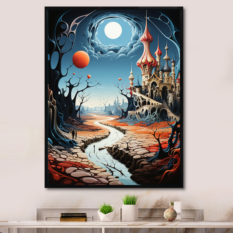 Madalynne surréalisme Dalis Wonderland sur toile, H 44 po x l 34 po x P 1,5 po, Cadre flottant noir
