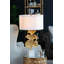 Lampe de table 17 x 30,2 po à feuilles de ginkgo dorées avec base en marbre et abat-jour tambour blanc (assemblage de l'abat-jour requis)