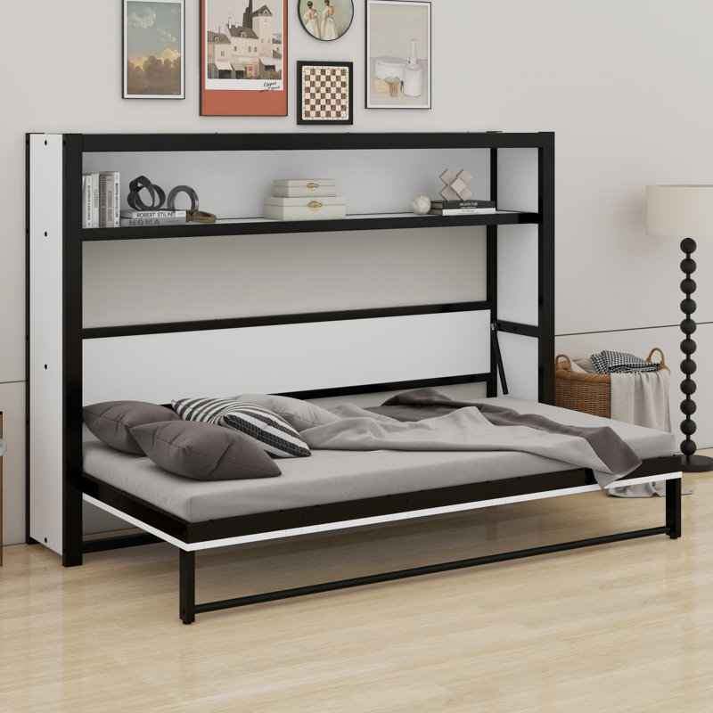 Lit escamotable avec tablettes Murphy, Blanc