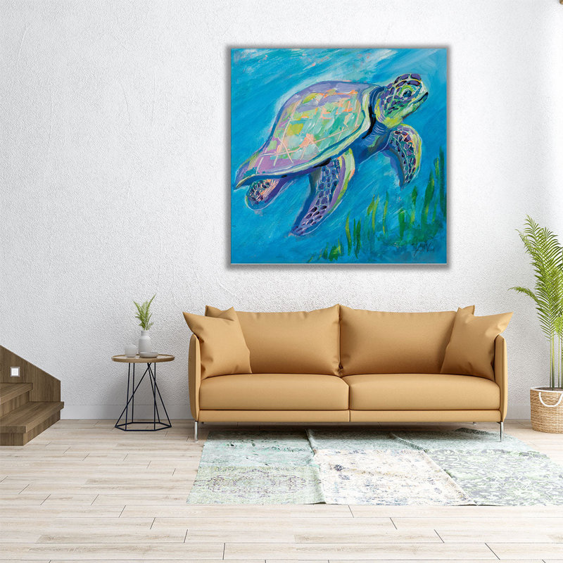 Sea Turtle Swim - reproduction d'art sur toile, H 40 po x l 40 po