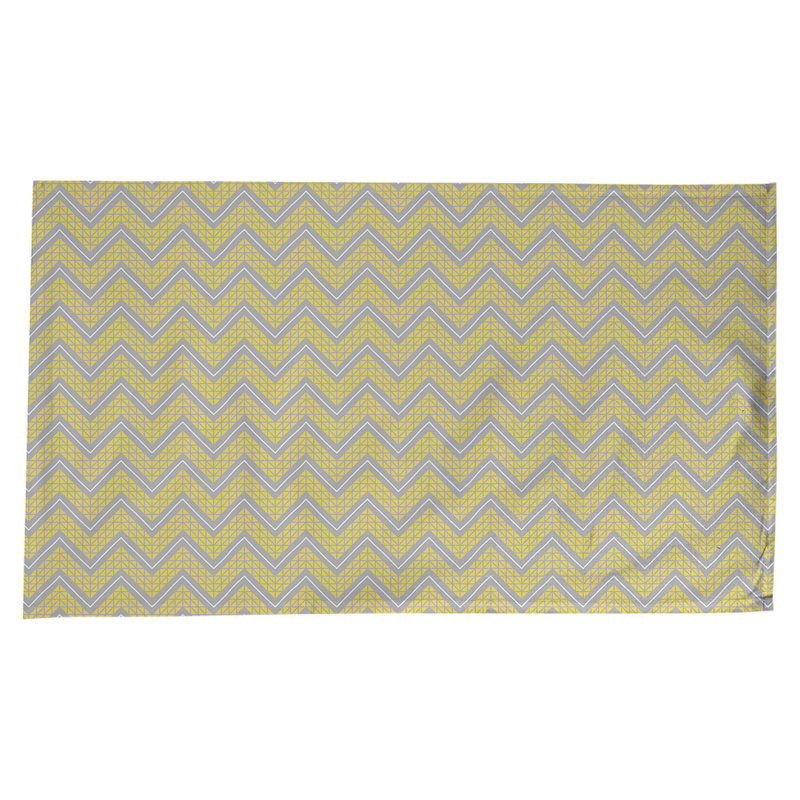 Stephenie Classic Hand Drawn Chevrons Tablecloth, Yellow/Gray