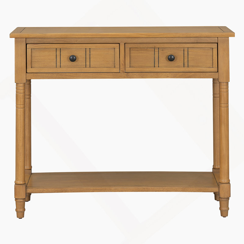 Daisy Series Console Table Traditional Design With Two Drawers And Bottom Shelf (Natural), Natural