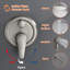 Système de douche de baignoire de plafond de 12 pouces avec douche à main à poignée simple Ensemble de garniture de douche multifonctionnelle en laiton avec valve brute-117167443
